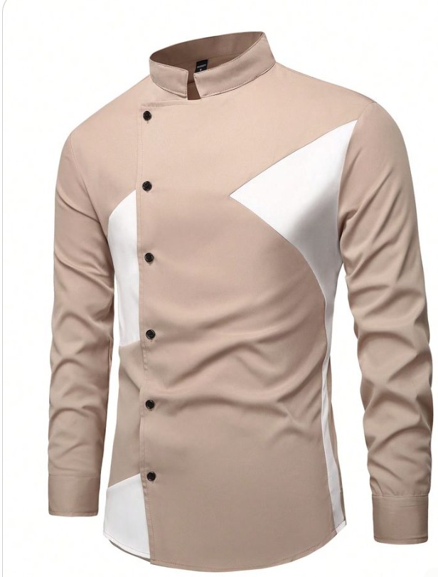 Contrast Color Long Sleeve Casual Shirt